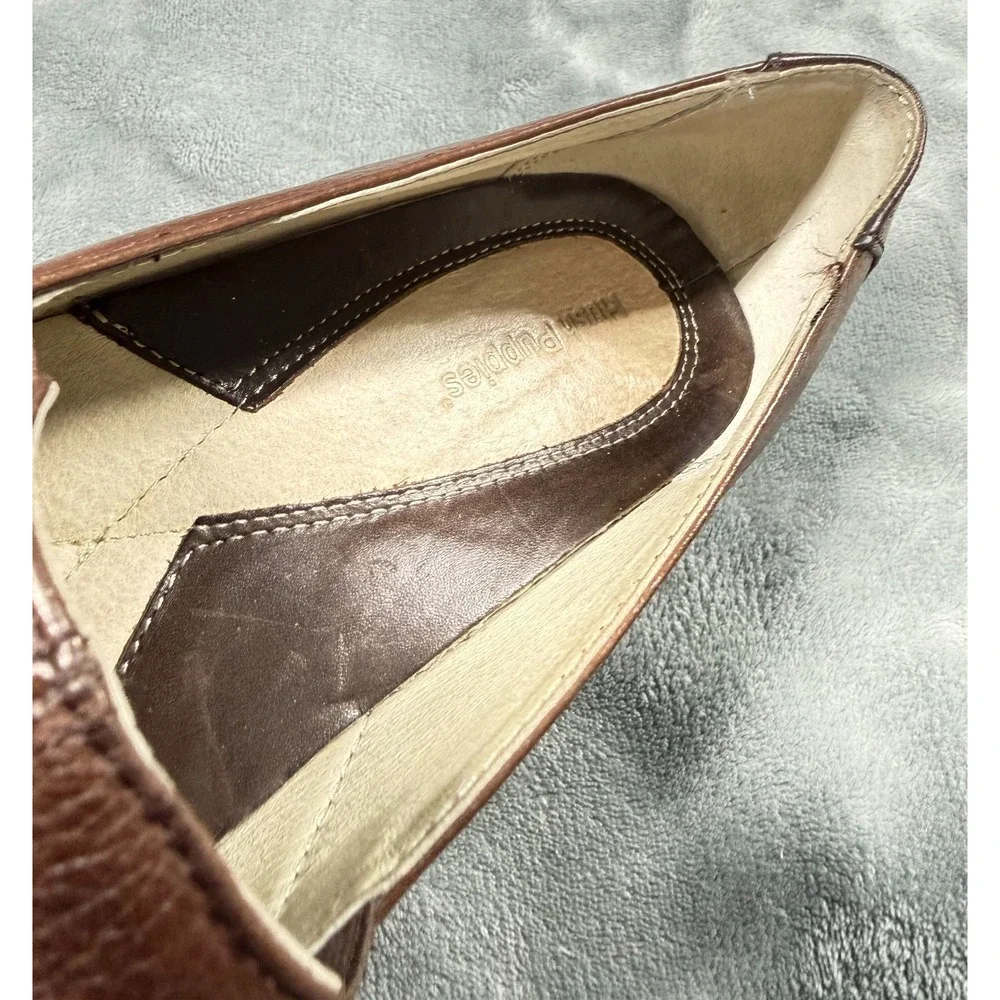 Hush Puppies Loafers Mens 11 Brown Leather Slip On Casual Comfort Shoes